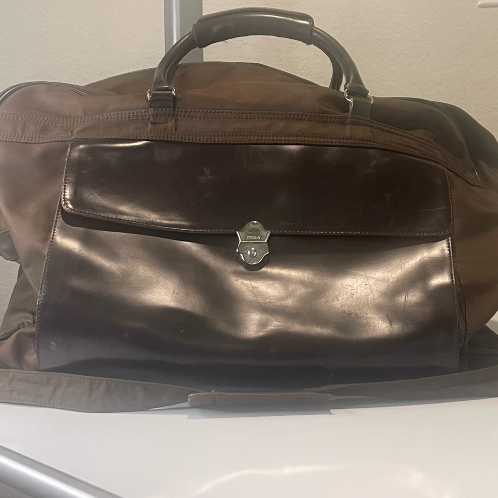 Furla Chocolate Leather Duffel Bag